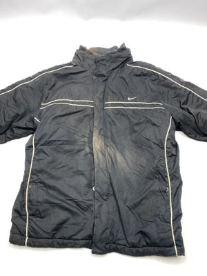 Nike Men's Black Puffer Jacket with White Piping