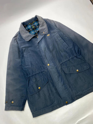 Vintage Lacoste Blue Waxed Jacket with Tartan Lining