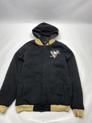 Vintage NHL Pittsburgh Penguins Hooded Jacket – Black/Yellow – Men’s XL