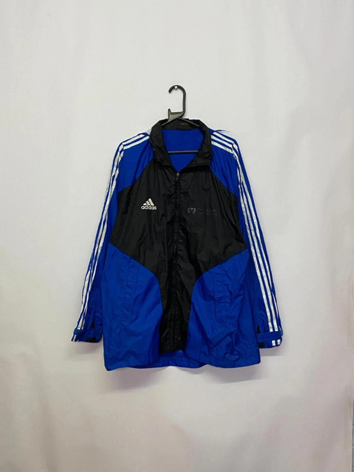 Adidas Black & Blue 3-Stripes Full-Zip Windbreaker Jacket