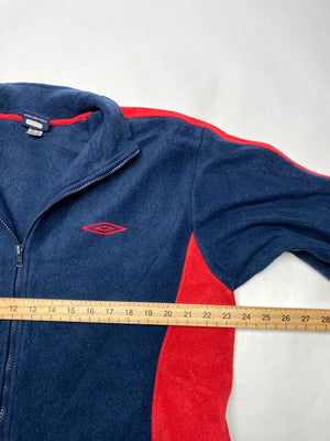 Umbro Men's Navy and Red Fleece Zip-Up Jacket