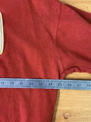 Quality Material Rust Red Hoodie with Large Logo Size XL