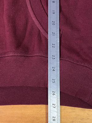 Burgundy Minimalist Hoodie with Cream Drawstrings Size L