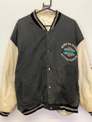 Vintage “New Target” Varsity Jacket – Black/Cream – Retro Letterman Style – Unisex