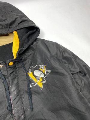 Vintage NHL Pittsburgh Penguins Hooded Jacket – Black/Yellow – Men’s XL