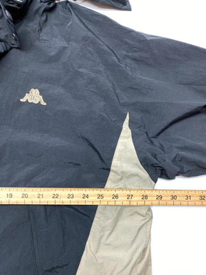 Kappa Black and Beige Hooded Windbreaker Jacket