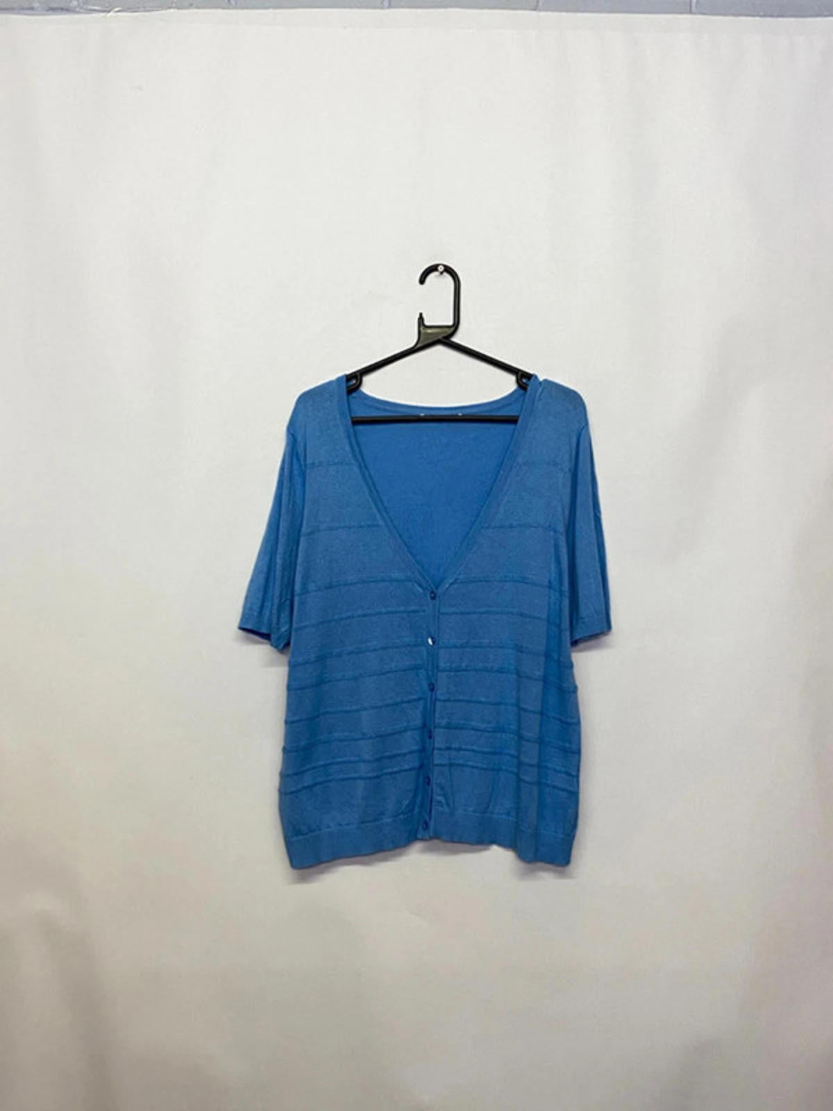 Women’s Blue Button-Up Short Sleeve Cardigan
