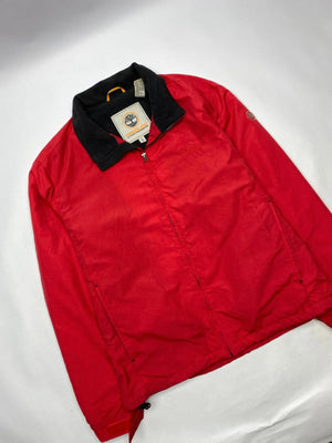 Timberland Men's Red Utility Jacket with Black Collar