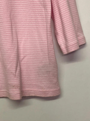 Lauren Ralph Lauren Petite Pink Striped Cotton Top with Shoulder Buttons
