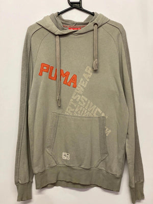 Puma Beige Hoodie with Orange Logo Print Size S