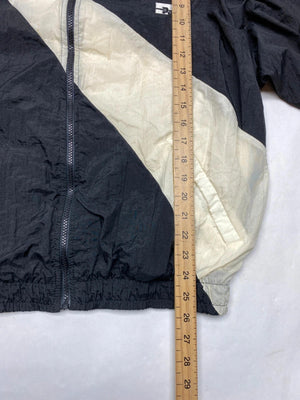 Vintage Parker Men's Windbreaker Jacket Black and Cream