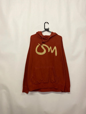 Quality Material Rust Red Hoodie with Large Logo Size XL