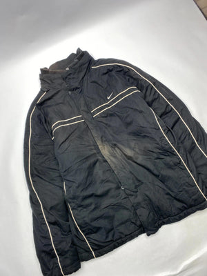 Nike Men's Black Puffer Jacket with White Piping