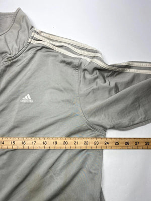 Adidas Grey 3-Stripes Track Jacket – L – Vintage Style