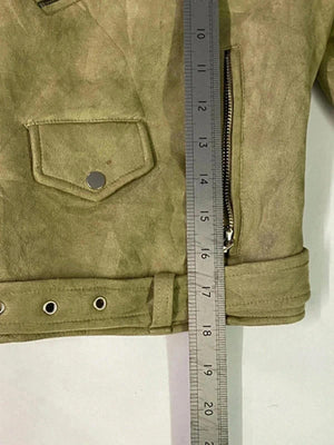 Lulu Love Women's Olive Green Suede Biker Jacket Size L