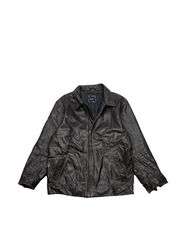 Brown Leather GAP Jacket Men's Medium