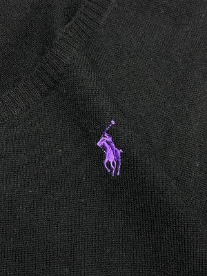 Black Wool Ralph Lauren Sport Crew-neck Jumper Women's Large