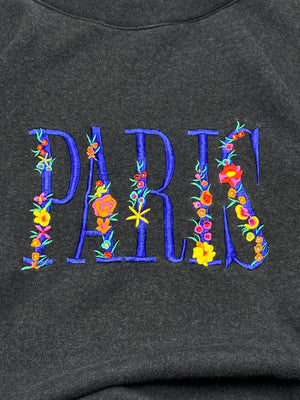 Black Paris Embroidery Sweatshirt Men's Large