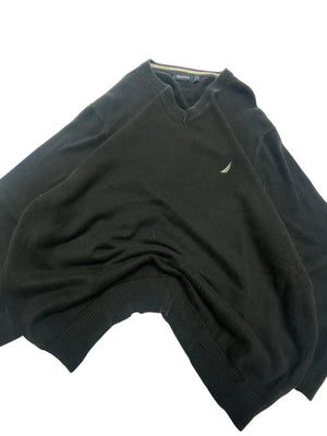 Black Nautica Chest Logo V-neck Jumper Men's XXL