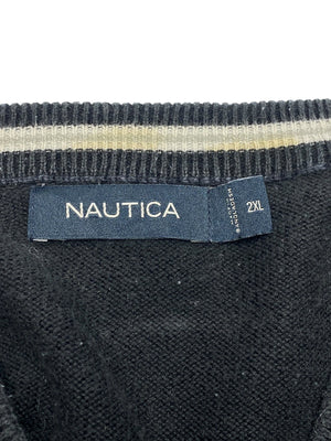 Black Nautica Chest Logo V-neck Jumper Men's XXL