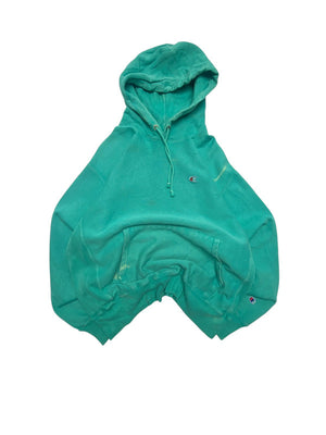 Turquoise Champion Chest Logo Hoodie Men's Large
