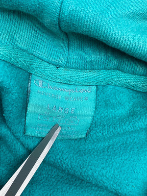 Turquoise Champion Chest Logo Hoodie Men's Large