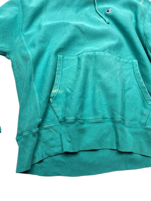 Turquoise Champion Chest Logo Hoodie Men's Large