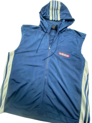 90s Navy Adidas Hooded Gilet Men's XL