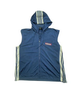 90s Navy Adidas Hooded Gilet Men's XL