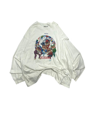 White AKOO Print Long-sleeved T-shirt Men's 4XL