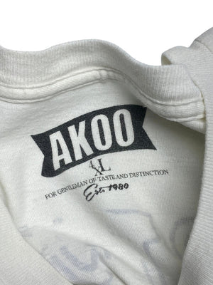 White AKOO Print Long-sleeved T-shirt Men's 4XL