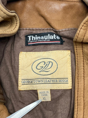 Brown Leather Thinsulate Workwear Jacket Men's XL
