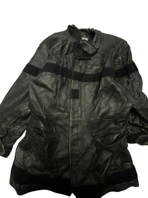 Black Leather Long Jacket Men's Small