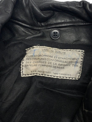 Black Leather Long Jacket Men's Small