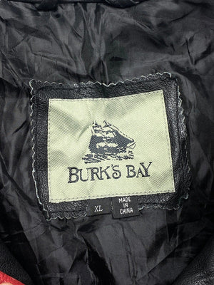 Black Leather Burk's Bay Biker Jacket Men's XL