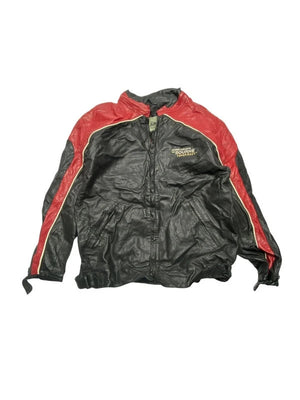 Black Leather Burk's Bay Biker Jacket Men's XL