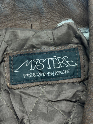 Brown Leather Mystere bomber Jacket Men's XL