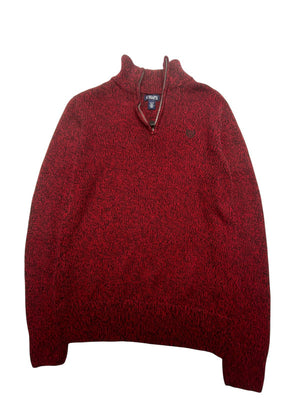 Red CHAPS Chest Logo 1/4 Zip-up Jumper Women's Large