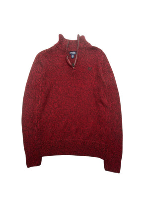 Red CHAPS Chest Logo 1/4 Zip-up Jumper Women's Large