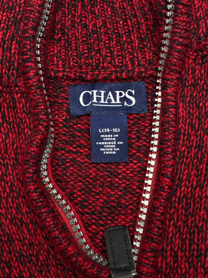 Red CHAPS Chest Logo 1/4 Zip-up Jumper Women's Large
