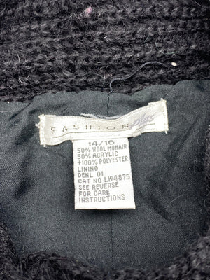 Black Flower Pattern Cardigan Women's XL