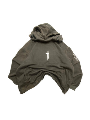Grey Turtleneck Hoodie Men's Large