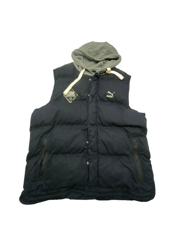 Black Puma Hooded Puffer Gilet Men's XXL