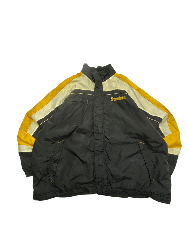 Black NFL Steelers Logo Bomber Jacket Men's XXL
