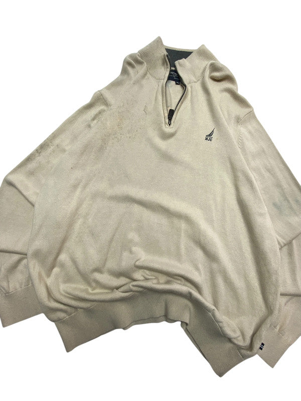 Beige Nautica Jeans Co. Half-zip Sweater Men's XL