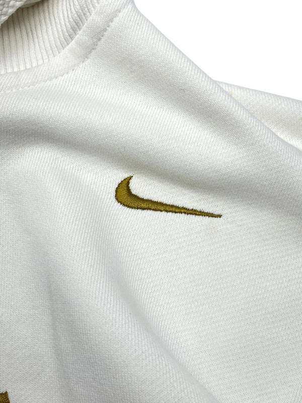 Vintage White Nike Badge Hoodie Men's Medium