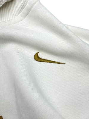 Vintage White Nike Badge Hoodie Men's Medium