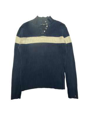 Navy Tommy Hilfiger Button-up Jumper Women's Small