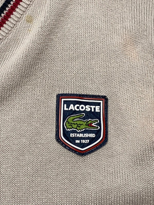 Khaki Lacoste V-neck Jumper Men's Medium