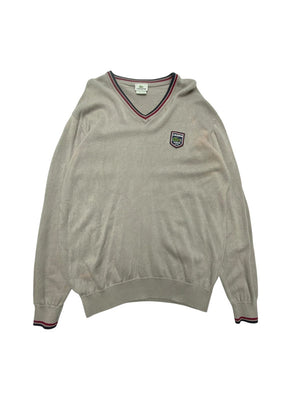 Khaki Lacoste V-neck Jumper Men's Medium